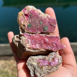Cobalto Calcite - you choose size - natural sparkly pink specimens on matrix