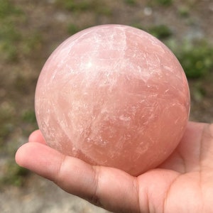 Large Rose Quartz Sphere: 80mm Natural Crystal for Love