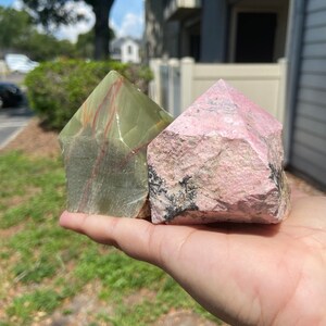 Polished Rhodonite or Green Onyx Crystal Point