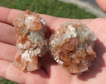 Aragonite Clusters - pair of genuine crystal aragonite specimens