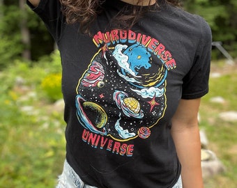Neurodiverse Universe Comic Style Adult Tshirt | Neurodivergent | ADHD | Autism | Actually Autistic