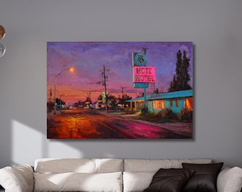 Route 66 Camping Neon Leuchtreklame | Retro Americana Wandkunst, Poster