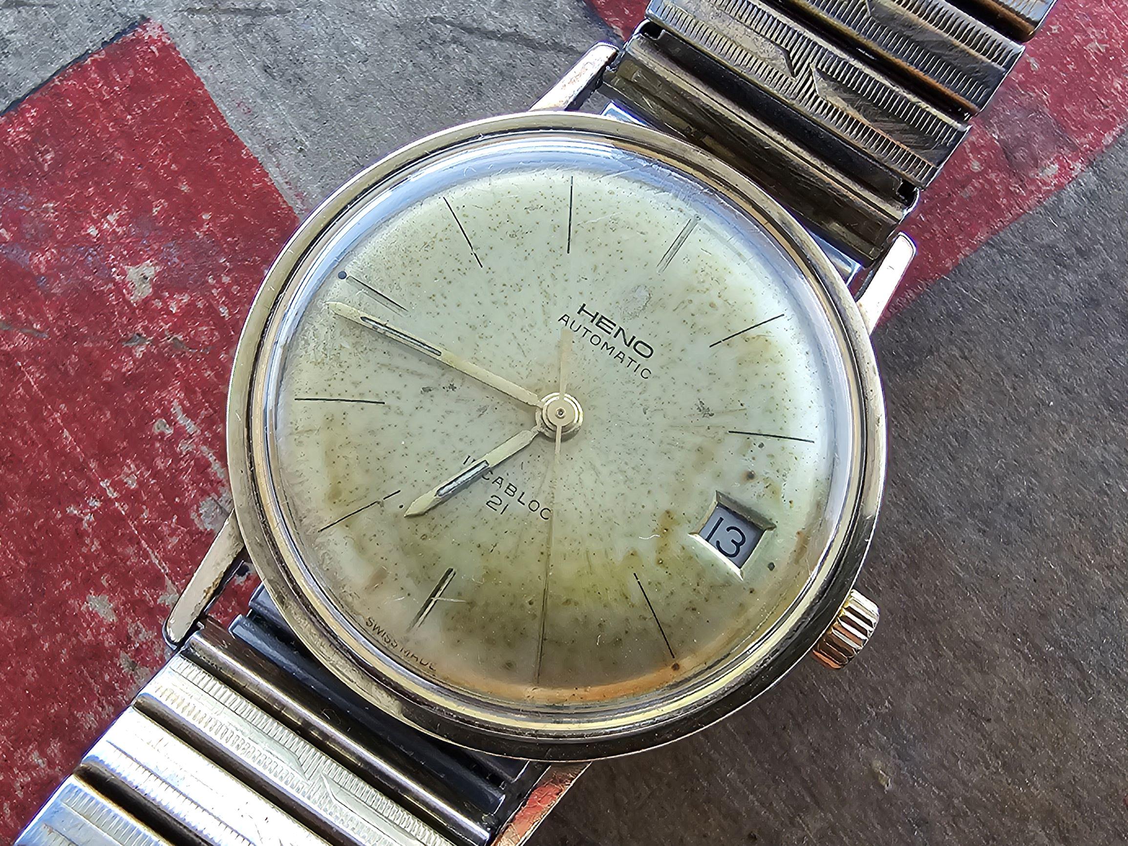 Vintage Heno 21 Jewels Automatic Swiss Made Watch 1950s  display picture 3