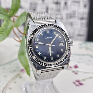 Vintage Pratina Swiss Diver Watch 17 Rubis Mechanical 1960s 37mm