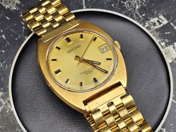 Vintage Swiss Watch Giroxa Mechanical Gold Plated… - image 10