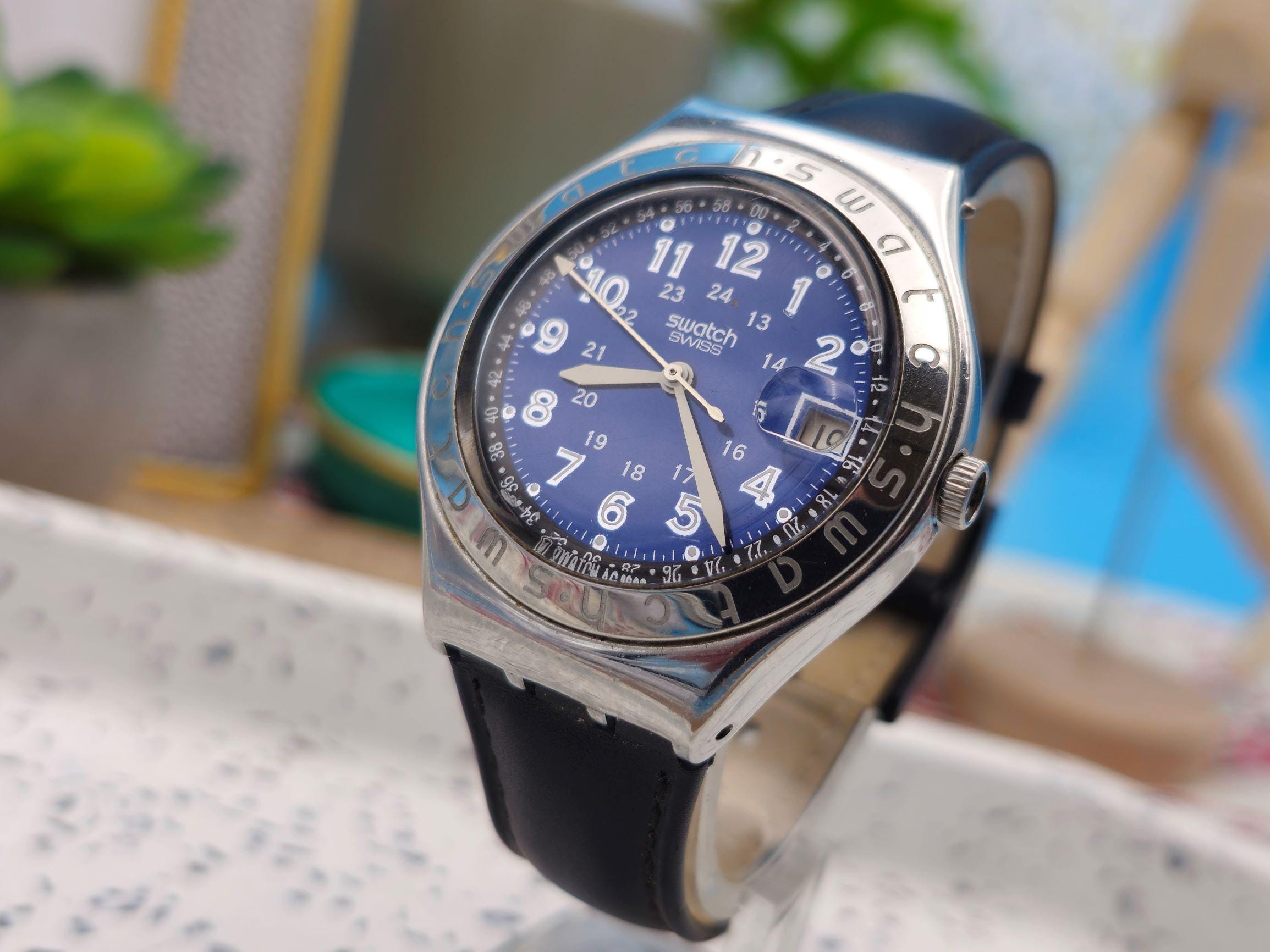 1993 Vintage Swatch Happy Joe Blue Irony Ag 1993 Swiss 38mm 1993 Vintage Swatch Happy Joe Blue Irony Ag 1993 Swiss 38mm