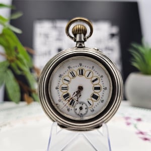 Antique Silver Swiss Made Early 1900s Swiss  Pocket Watch Rare