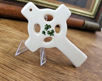Vintage Irish Shamrock Celtic Cross Ornament Handmade in Ireland