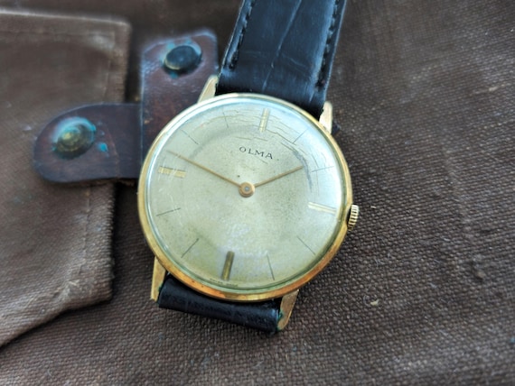 Vintage Olma 1940s Gentleman Swiss Watch WW2 Era Mechanical Gold