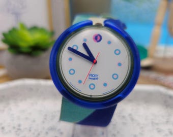 A Rare 1989 Vintage Swatch Pop Watch, With Material Square