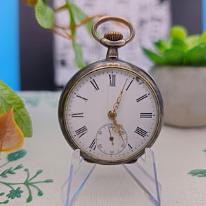 Antique Silver Swiss Made Early 1900s Swiss  Pocket Watch Rare