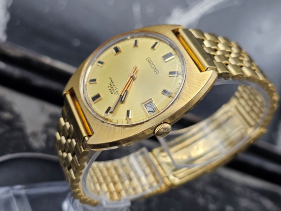 Vintage Swiss Watch Giroxa Mechanical Gold Plated… - image 3