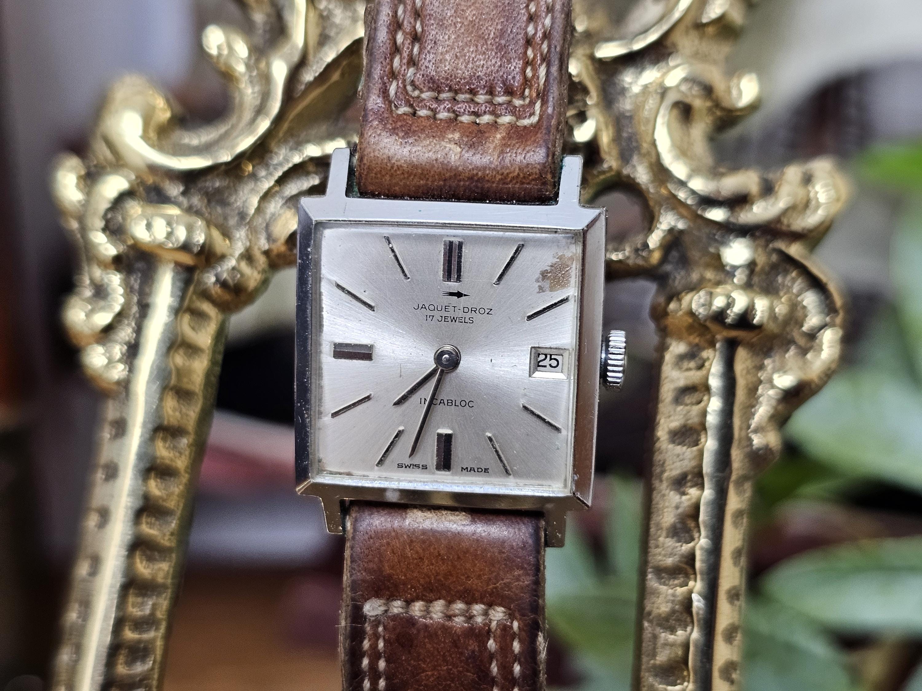 Montre Automatique Jaquet Droz Avec 17 Rubis – Style élégant Pour Homme, Cadran Noir, Bracelet Noir