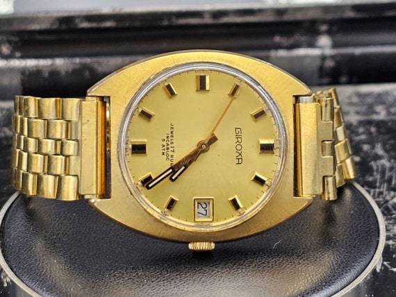 Vintage Swiss Watch Giroxa Mechanical Gold Plated… - image 6