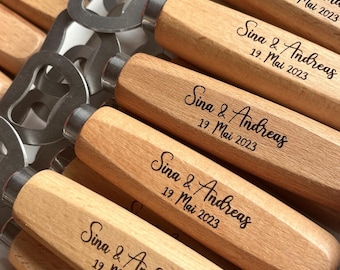 Rectangular nature bottle opener / wedding bottle opener / gift for guests / wooden bottle opener / original gift / personalized gift / bride and groom