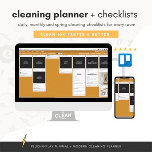 Cleaning Planner, Cleaning Checklists, Cleaning Schedule, Household Management Binder, Digital Planner, ADHD Planner, Trello Planner image 1