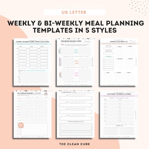 Meal Planner Printable, Digital Meal Planning, Weekly Meal Planner, Daily Meal Planner, Grocery List Planner, Minimal, Instant Download image 3