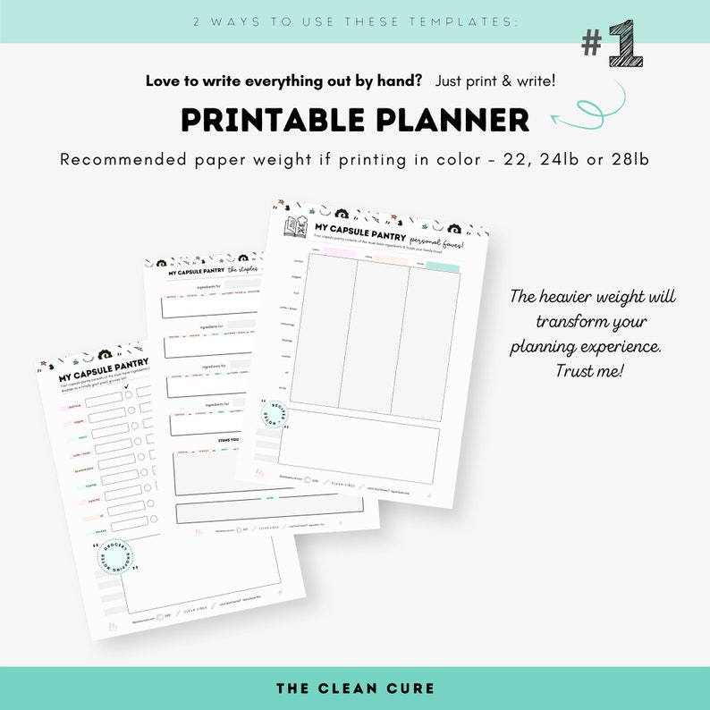 Meal Planner Printable, Digital Meal Planning, Weekly Meal Planner, Daily Meal Planner, Grocery List Planner, Minimal, Instant Download image 8