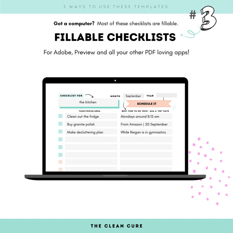 Fillable Cleaning Checklists, Editable Cleaning Planners, Monthly Cleaning Checklist, Household Chore List, Printable Cleaning Planner image 8