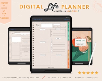 Digital Life Planner | iPad & Goodnotes Planner | Undated | Habit Tracker | ADHD Planner | Minimal Life Planner | Notability