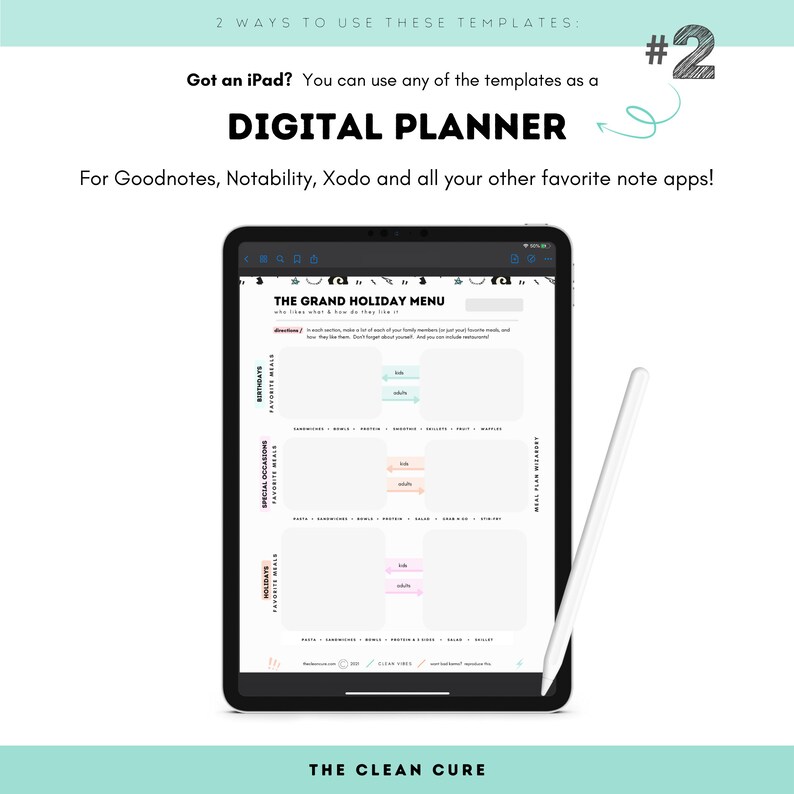 Meal Planner Printable, Digital Meal Planning, Weekly Meal Planner, Daily Meal Planner, Grocery List Planner, Minimal, Instant Download image 9