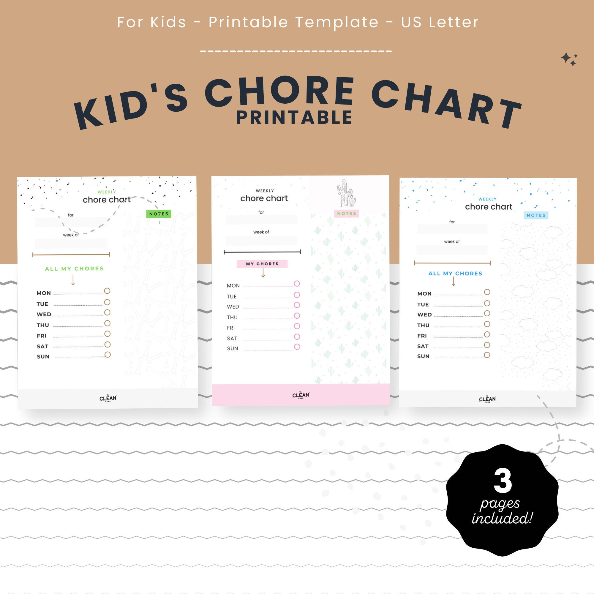 Kids Weekly Chore Chart, Kids Printable Chore Chart, Kids Weekly Chores ...