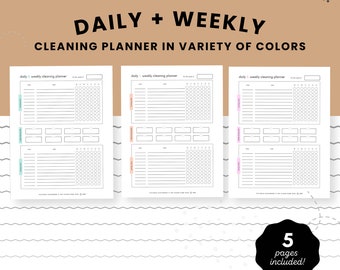 Daily Cleaning Planner, Weekly Cleaning Planner, Cleaning Planner Printable, ADHD Cleaning Planner, Minimal Printable, Cleaning Schedule