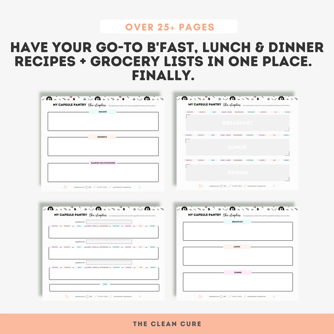 Meal Planner Printable Digital Meal Planning Weekly Meal - Etsy