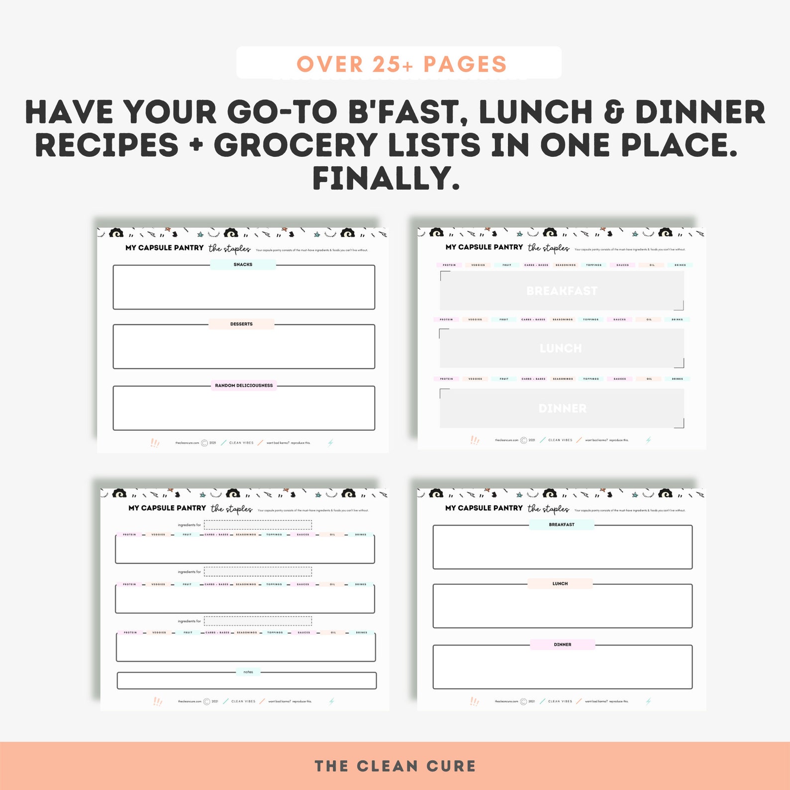Meal Planner Printable Digital Meal Planning Weekly Meal - Etsy