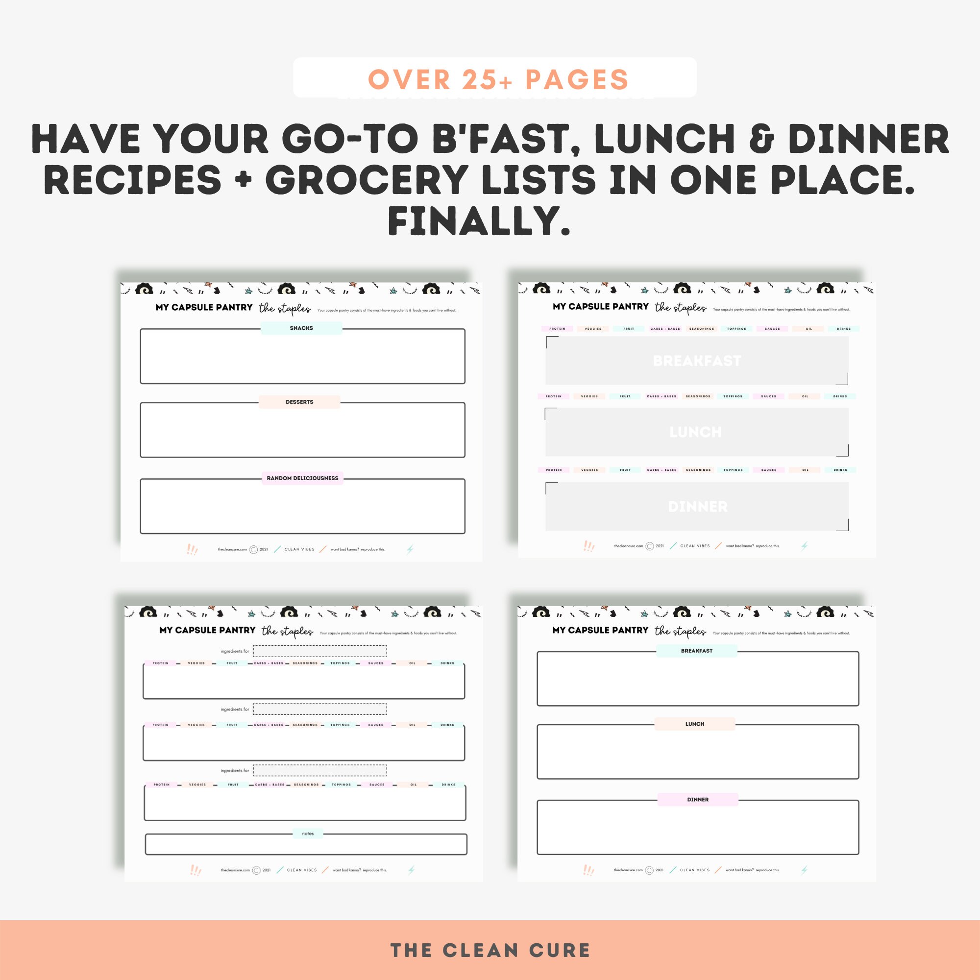 Meal Planner Printable Digital Meal Planning Weekly Meal - Etsy