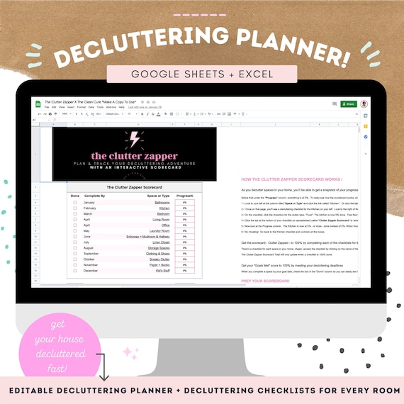 Decluttering Planner, Decluttering Checklist, Decluttering Guide, Organizing Tips, Cleaning Schedule, Digital Planner