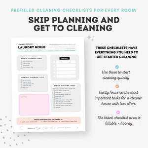 Fillable Cleaning Checklists, Editable Cleaning Planners, Monthly Cleaning Checklist, Household Chore List, Printable Cleaning Planner image 3