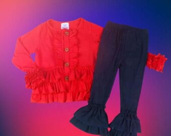 Blue Ruffle Pants - Etsy