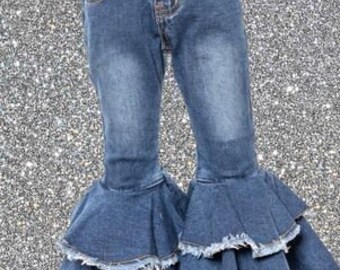 Ruffle Bell Bottom Jeans - Etsy