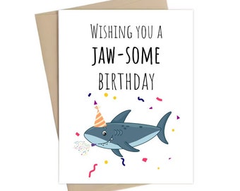 Shark Birthday Card | Punny Shark Birthday Card | Jaw-some Birthday Card | Card for Shark Lover