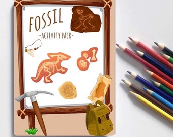 12 page Printable Fossil Activity pack for kids - Learn through fun!