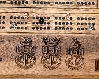 Custom Solid Maple or Black Walnut Cribbage Board - Design your own!