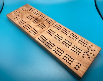 Tablero de cribbage de arce hecho a mano para 3 jugadores – Juego magnético de tamaño viaje con almacenamiento #14