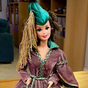 green emerald velvet dress Barbie 12045 ln box 1994 Hollywood Legends Scarlett O'Hara Green Dress   Sell4Value