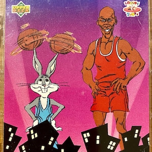 1993 Vintage Upper Deck Adventures in Toon World Bugs Bunny Hare-Os Michael Jordan Trading Card #BBH3 Looney Tunes Rare Chase Card Space Jam