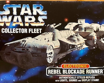 Star Wars 1996 Kenner Collector Fleet Vintage Electronic Rebel Blockade Runner NEW DETAILED REPLICA w/ Lights, Sounds & Display Stand In Box