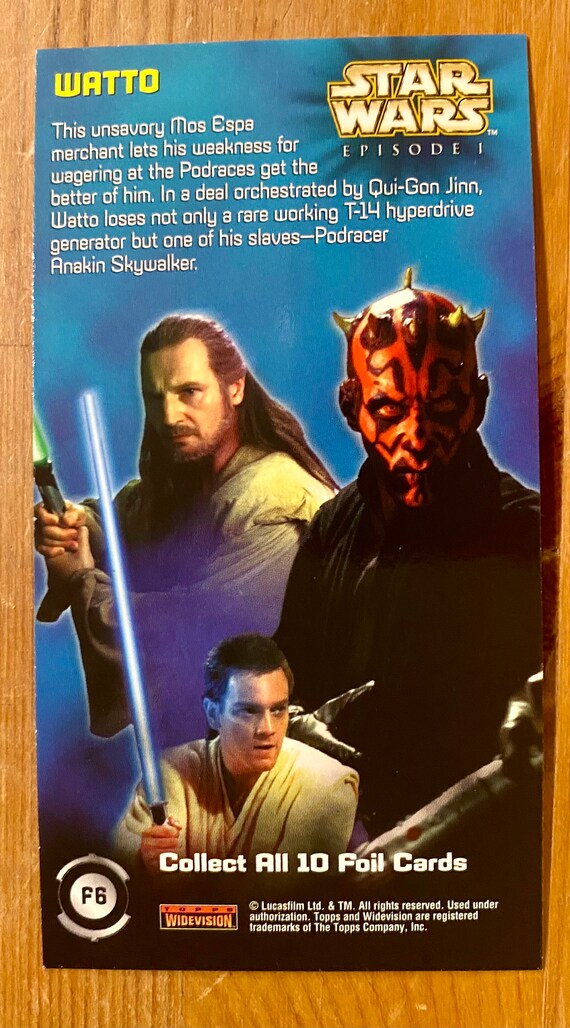 Vintage 1999 Star Wars Episode 1 Topps Widevision Foil Insert Card
