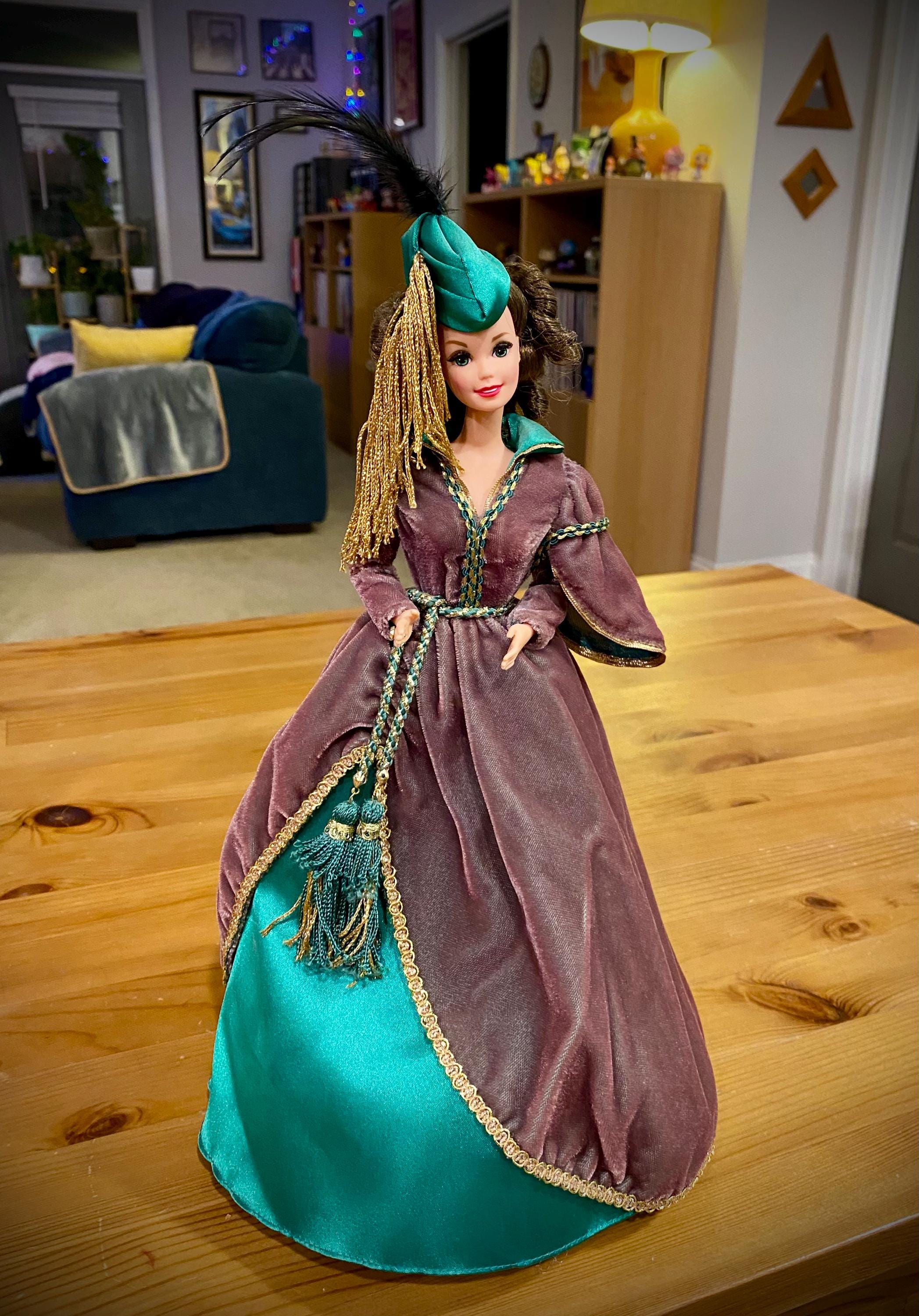 green emerald velvet dress Amazon.com: Barbie as Scarlett O'Hara Gone With The Wind at Wilke's  Barbeque : Toys & Games