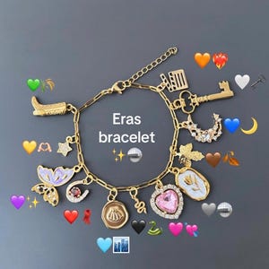 TS Armband, Armband mit Anhängern, Taylor Eras Armband, 18 Karat vergoldet, Freundschaftsarmband
