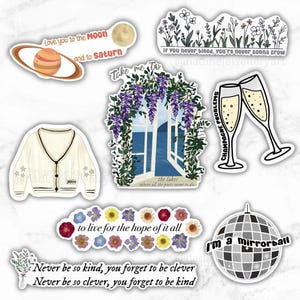 Folklore and Evermore Stickers, TS Cardigan, Taylor Stickers