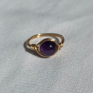 Amethyst ring, gemstone ring, ring with amethyst pearl, purple gemstone, amethyst jewelry, NadineJewellery