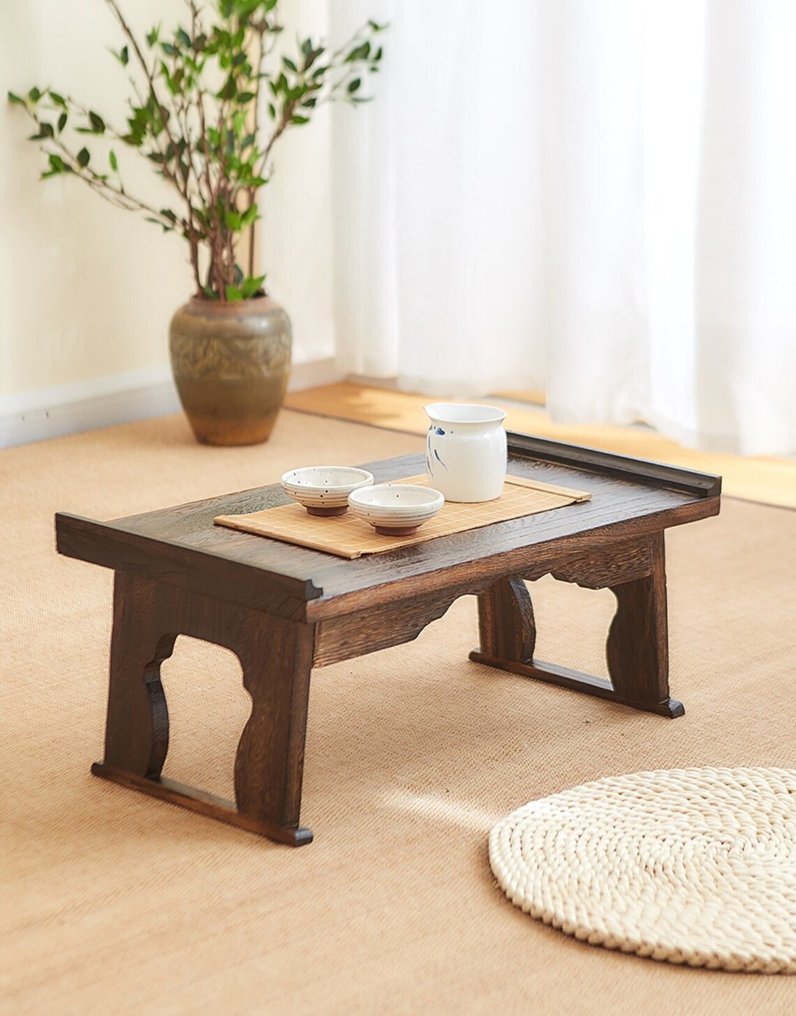 Foldable Traditional Japanese Floor Table Coffee End Tables Etsy