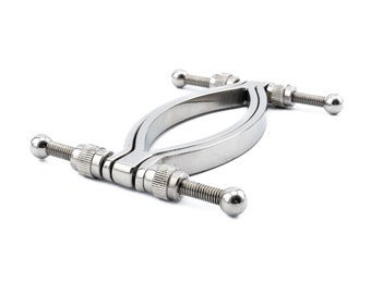 Hardrrr™ Adjustable Pussy Clamp | Stainless Steel | 3.3 Inch Tall Opening | Fully Adjustable | Bdsm | Bondage