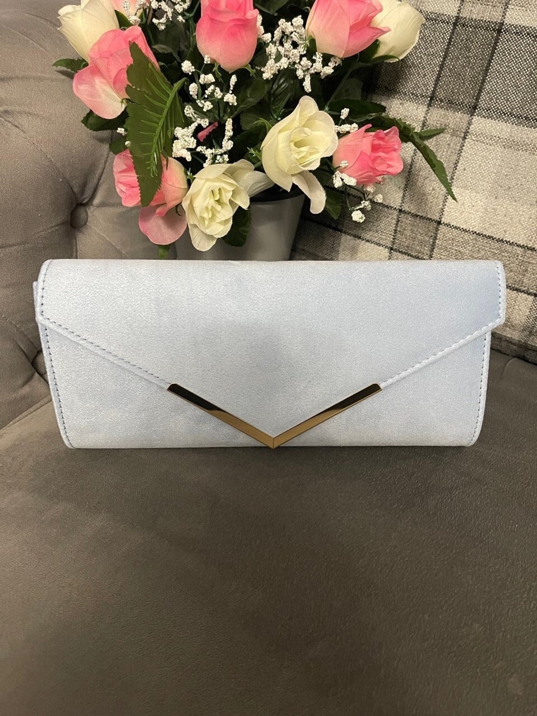 Powder Blue Envelope Style Clutch Bag | Evening Bag | Shoulder Bag ...