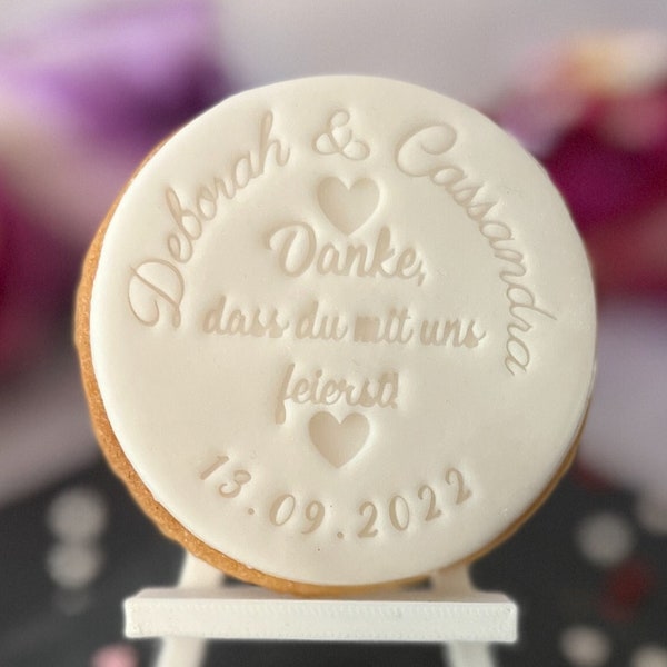 Personalisierter Fondantstempel Danke dass du mit uns feierst! | Hochzeit | Gastgeschenk